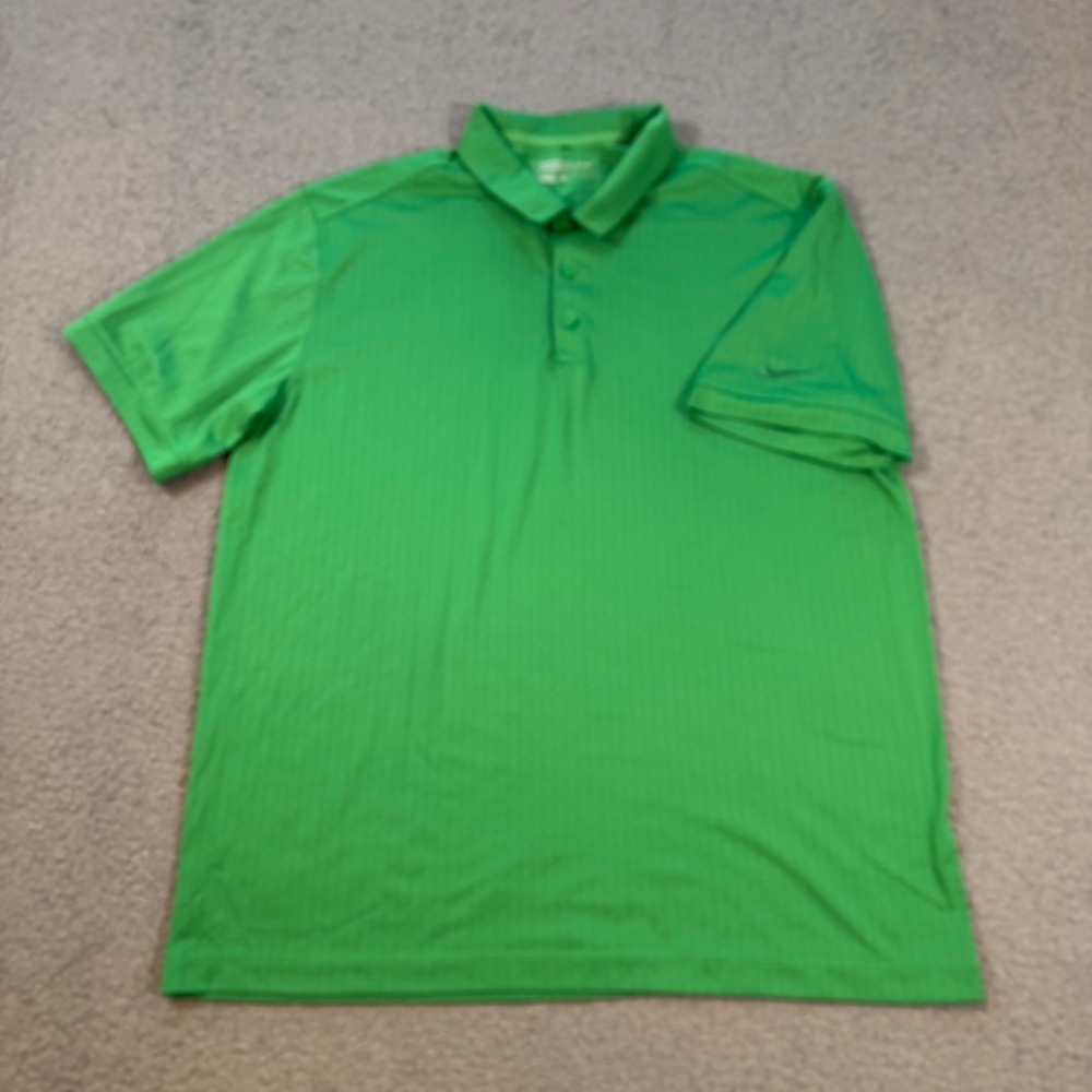 Nike Golf Mens Dri-FIT Standard Fit Polo Shirt Green Textured Size Large